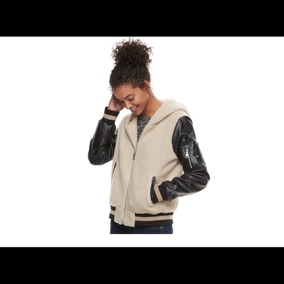 madden NYC Juniors' Sherpa Varsity Jacket - Picture 1 of 2